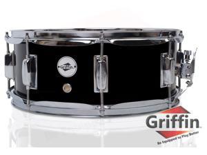GRIFFIN Snare Drum | Poplar Wood Shell 14" x 5.5" with Black PVC & Coated Head | Acoustic Marching Percussion Musical Instrument Set with Drummers Key, 8 Metal Tuning Lugs & Snare Strainer Throw Off GRIFFIN Snare Drum | Poplar Wood Shell 14" x 5.5" with Black PVC & Coated Head | Acoustic Marching Percussion Musical Instrument Set with Drummers Key, 8 Metal Tuning Lugs & Snare Strainer Throw Off