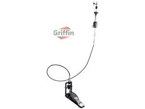 Remote Hi Hat Stand with Foot Pedal by GRIFFIN | Drummers Cable Auxiliary Cymbal High Hat Percussion Hardware with Drum Key | Heavy Duty Sturdy HiHat Holder | All Metal Construction Mount Complete Kit