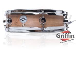Piccolo Snare Drum 13" x 3.5" by GRIFFIN | 100% Poplar Shell with Oak Wood Finish & Coated Drum Head | Professional Marching Drummers Deluxe Percussion Instrument with Bright Tone & Brilliant Attack
