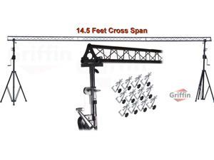GRIFFIN - Crank Up Triangle Light Truss System | DJ Booth Trussing Stand Kit for Light Cans & Speakers | Pro Audio Lighting Stage Platform Hardware Package | Portable Music Equipment Mount Gear Holder