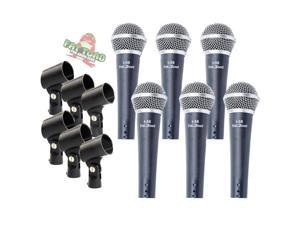 Professional Cardioid Dynamic Microphones & Clips (6 Pack) by FAT TOAD | Vocal Handheld, Unidirectional Mic | Singing Microphone Designed for Music Stage Performances & Studio Recording or DJ Karaoke