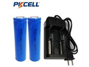 Pkcell 2x Flat Top 18650 3.7V 2200mAh Li-ion Rechargeable Battery & Smart Charger Pkcell 2x Flat Top 18650 3.7V 2200mAh Li-ion Rechargeable Battery & Smart Charger