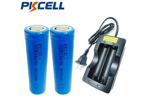 2Pcs Pkcell 18650 3000mAh Li-ion Rechargeable Batteries + 3.7V Dual Charger US PKCELL