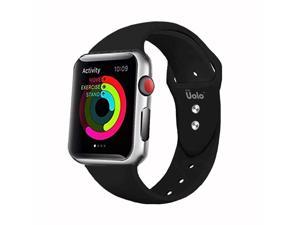 Uolo Watchband 3840mm  Silicone Replacement Strap for Apple Watch Series 5 4 3 2 1  Black