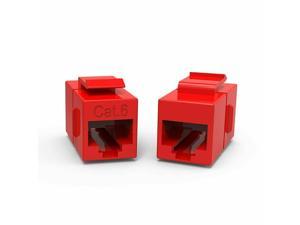 2 x CAT6 Keystone Ethernet RJ45 Network Coupler Cable Wall Plate Extender Red