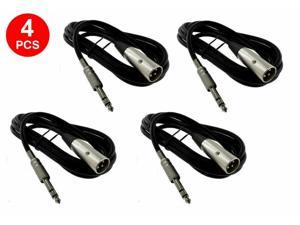 4 Pack 10FT XLR 3 Pin Male to 1/4" Stereo Plug TRS Mic Microphone Cord Cable v2