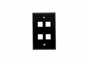 4 Port Hole Keystone Snap-In Insert Jack HDMI RJ45 1-Gang Wall Plate Black