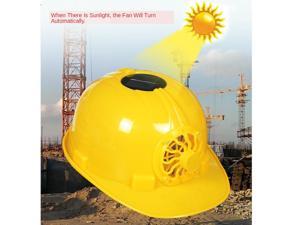 Outdoor Safety Helmet Supplies w/ Solar Fan ABS Plastic Sunblock Tool Yellow