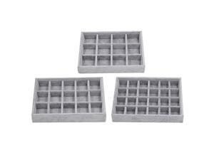 3pcs Gray Velvet Stackable Jewelry Display Tray Case for Jewellery 12 Grid 3pcs Gray Velvet Stackable Jewelry Display Tray Case for Jewellery 12 Grid