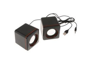 Mini Wired USB Powered Stereo Computer Speaker for Desktop Notebook Black