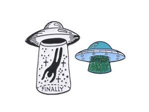 2Pcs Enamel Pin Alien UFO Cartoon Lapel Brooch Badge for Clothes Bag Decor 2Pcs Enamel Pin Alien UFO Cartoon Lapel Brooch Badge for Clothes Bag Decor