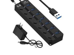 7-Port USB 3.0 Hub 5Gbps High Speed On/Off Switches AC Power Adapter 7-Port USB 3.0 Hub 5Gbps High Speed On/Off Switches AC Power Adapter