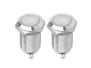 2 pieces 10mm 36V Latching Metal Push Button Switch Flat Head 2 pieces 10mm 36V Latching Metal Push Button Switch Flat Head