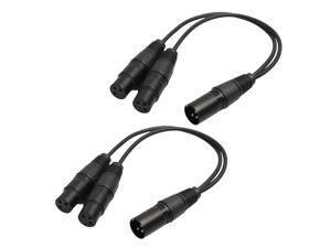2Pack XLR Audio Y-Splitter Cable Connector 3Pin Male to 2 Female Adapter 1ft 2Pack XLR Audio Y-Splitter Cable Connector 3Pin Male to 2 Female Adapter 1ft