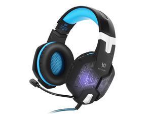 G1000 3.5mm PC Bass Stereo Headphones LED Light Gaming Headset Dark blue