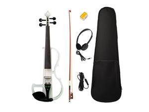 Electric Violin 4/4 Size Electric Violin with Bow Rosin Earphone Set White Electric Violin 4/4 Size Electric Violin with Bow Rosin Earphone Set White