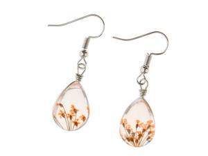 1 Pair Pressed Flower Earrings Dried Flower Teardrop Dangle Earring Orange 1 Pair Pressed Flower Earrings Dried Flower Teardrop Dangle Earring Orange