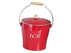 Metal Double Wall Layered Ice Champagne Bucket, Wine Cooler with Lid Red Metal Double Wall Layered Ice Champagne Bucket, Wine Cooler with Lid Red