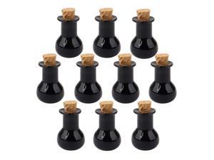 10pcs Mini Glass Cork Bottle Flat bulb Jars Vials Message Wish Bottle Black 10pcs Mini Glass Cork Bottle Flat bulb Jars Vials Message Wish Bottle Black