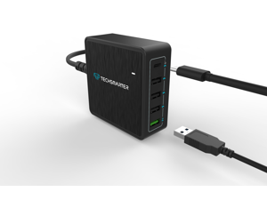 Techsmarter USB C PD Wall Charger, 5-Port Desktop Charger with 60W Power Delivery, 18W TS+ Fast Charge & Three 12W USB Ports. Compatible with MacBook, Chromebook, iPad, iPhone, Samsung, Android Phones Techsmarter USB C PD Wall Charger, 5-Port Desktop Charger with 60W Power Delivery, 18W TS+ Fast Charge & Three 12W USB Ports. Compatible with MacBook, Chromebook, iPad, iPhone, Samsung, Android Phones