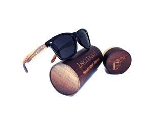 Zebrawood Sunglasses, Stars and Bars With Wooden Case, Polarized Lenses Zebrawood Sunglasses, Stars and Bars With Wooden Case, Polarized Lenses