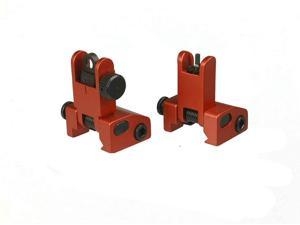 DB TAC INC Aluminum Red Color Iron Sights Front and Rear Flip Up for Picatinny/Weaver