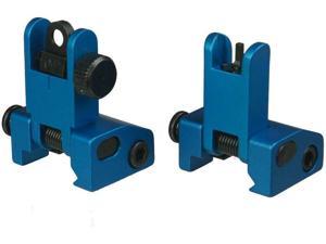 DB TAC INC Aluminum Blue Color Iron Sights Front and Rear Flip Up for Picatinny/Weaver