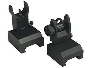 DB TAC INC Aluminum Black Color Iron Sights BUIS Front and Rear Flip Up for Picatinny/Weaver