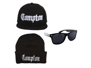 Compton Bundle Pack - Black (Shades, Beanie, Flatbill)