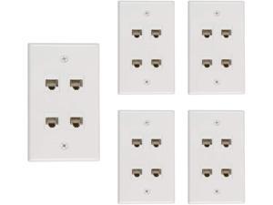 Buyer's Point 4 Port Cat6 Wall Plate, Female-Female White - 5 Pack Buyer's Point 4 Port Cat6 Wall Plate, Female-Female White - 5 Pack