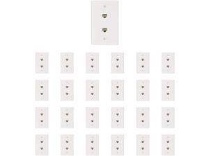 Buyer's Point 2 Port Cat6 Ethernet Wall Plate, Female-Female White - 25 Pack
