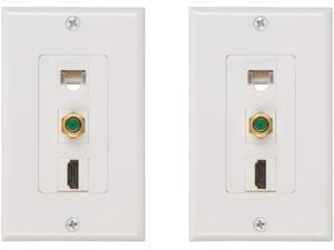 Buyer's Point HDMI 3GHz Coax Ethernet Wall Plate [UL Listed] (White) - 2 Pack