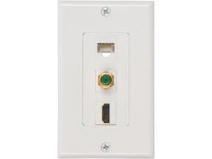 Buyer's Point HDMI 3GHz Coax Ethernet Wall Plate [UL Listed] (White) -1 Pack