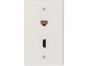 Buyer's Point HDMI and Cat6 Ethernet RJ45 Wall Plate [UL Listed] (White) -1 Pack