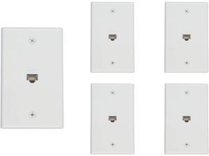 Buyer's Point 1 Port Cat6 Ethernet Wall Plate, Female-Female White - 5 Pack