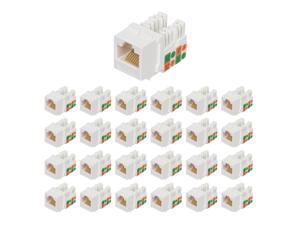 Buyer's Point Cat6 RJ45 90-Degree Keystone Jack, Punch Down Keystone Jack Adapter White (25 Pack)