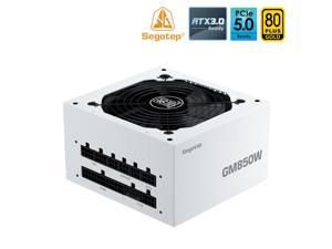 Segotep 850W White PCIe 5.0 Full Modular 80 Plus Gold PSU ATX 3.0 Gaming Power Supply, 12VHPWR Cable, 12+4PIN port and Dual 6+2Pin ports for Different Graphics Cards, Silent Fan mode