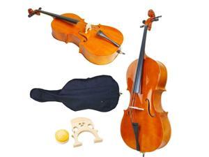 New 3/4 Size Basswood Natural Wood Color Cello for Beginner W/ Accessories