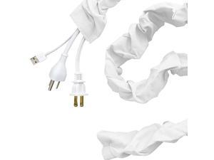 Fabric Cord Cover 6 ft Hides Cables Great for Lamps Light Fixtures and Desks Cable Management Easy Installation Eggshell White 40723