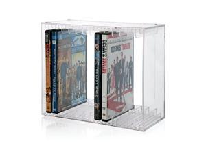 Stackable Clear Plastic DVD Holder Holds 14 Standard DVD Cases
