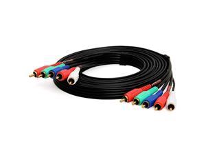5RCA Male to 5RCA Male RGB Component Audio Video Cable for HDTV Gold Plated RCA to RCA 25 Feet Black