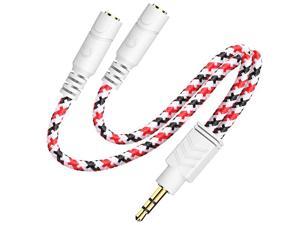 Headphone Splitter DUKABEL Joy Series AUX Splitter Cable for Headset Knitted 3.5mm Splitter 2-Way Audio Splitter Stereo Audio Y Cable Produces Equal Audio Output for Headphones Earphones Speakers