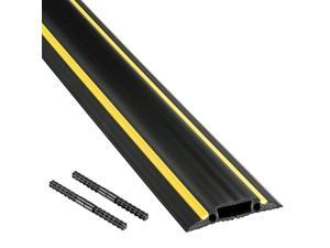 Floor Cord Cover and Cable Protector Heavy Duty Linkable | Protect Cords and Prevent Trip Hazards 30 Foot Yellow Hazard Stripe