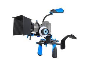DSLR Rig Movie Kit Shoulder Mount Rig with Follow Focus and Matte Box and Top Handle for All DSLR Cameras and Video Camcorders