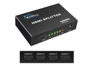 Hdmi Splitter 1 in 4 Out V14b Powered Hdmi Video Splitter with AC Adaptor DuplicateMirror Screen Monitor Supports Ultra HD 1080P 2K and 3D Resolutions 1 Input to 4 Outputs