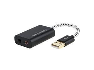 USB Audio Adapter External Sound Card with 35mm Headphone and Microphone Jack Compatible with Windows Mac macOS Linux PS4 PS5 Plug and Play Aluminum Black