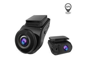 G-Sensor and WDR Infrared Night Vision Motion Detection Uber Dual Lens Dash Cam Built-in GPS in Car Dashboard Camera Crosstour 1080P Front and 720P Inside with Parking Monitoring 