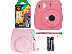 Instax Mini 9 Instant Camera Flamingo Pink Instant Mini Rainbow Film and Instax Groovy Camera Case Pink Instax Mini 9 Instant Camera Flamingo Pink Instant Mini Rainbow Film and Instax Groovy Camera Case Pink
