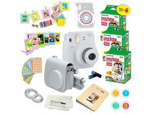 Instax Mini 9 Instant Camera Smokey White w Instax Mini 9 Instant Films 60 Pack + A14 Pc Deluxe Bundle for  Instax Mini 9 Camera