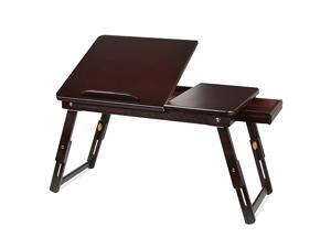 Bamboo Laptop Desk Adjustable Portable Breakfast Serving Bed Tray with Tilting Top Drawer Dark Brown Bamboo Laptop Desk Adjustable Portable Breakfast Serving Bed Tray with Tilting Top Drawer Dark Brown